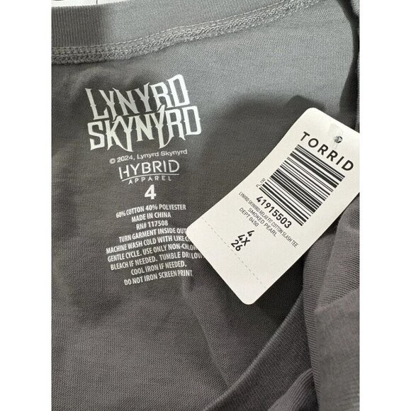 Lynyrd Skynyrd +4 Logo Gray Slashed Neck American Eagle Graphic 3/4 Sleeve Tee - Picture 6 of 6